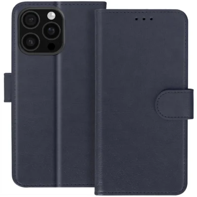 Funda de Cuero en Libro para iPhone 16 Pro Max - Azul