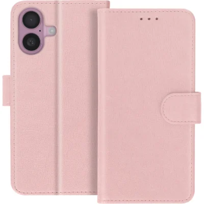 Funda de Cuero en Libro para iPhone 16 - Rosa