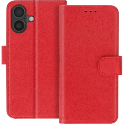 Funda de Cuero en Libro para iPhone 16 - Rojo