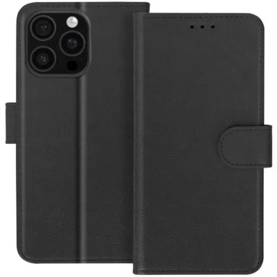 Funda de Cuero en Libro para iPhone 15 Pro Max - Negro
