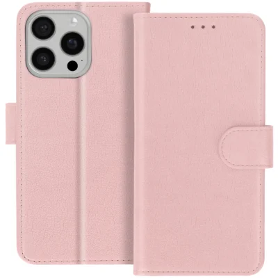 Funda de Cuero en Libro para iPhone 15 Pro - Rosa