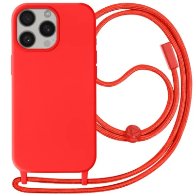 Funda con Cordón para iPhone 15 Pro Max - Rojo