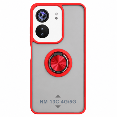 Funda con Anillo Integrado para Xiaomi Redmi 13C - Rojo