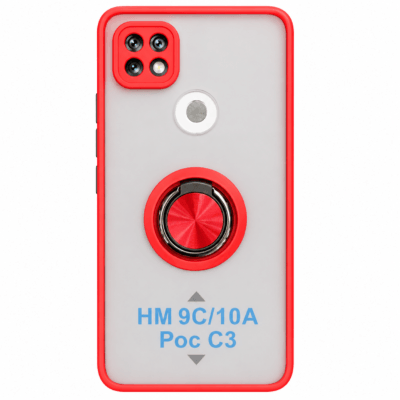 Funda con Anillo Integrado para Xiaomi Redmi 9C - Rojo