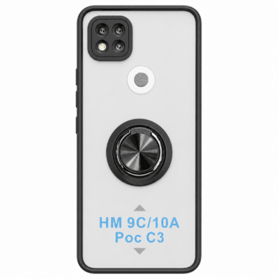 Funda con Anillo Integrado para Xiaomi Redmi 9C - Negro