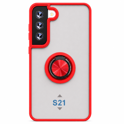 Funda con Anillo Integrado para Samsung S21 - Rojo