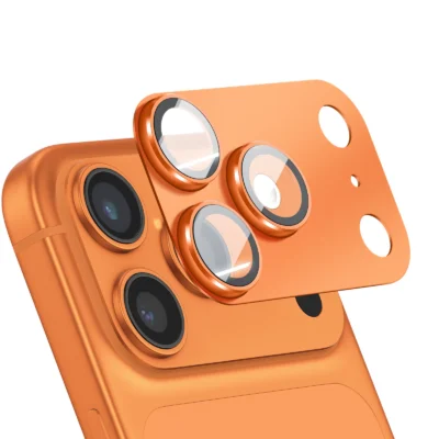 Protector de Cámara Trasera Completo para iPhone 17 Pro – Cristal Templado y Protección de Lentes - Naranja