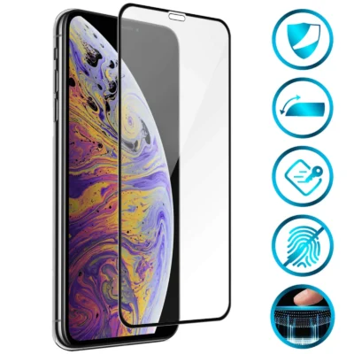 Protector de Pantalla de Cristal Templado Full Cover para iPhone XR – Borde Negro