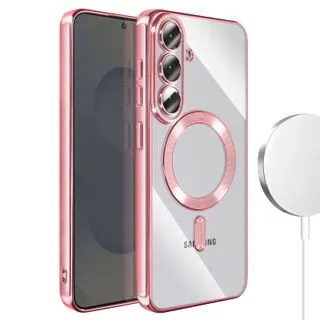 Funda Magnética MagSafe para Samsung Galaxy S24 Plus con Marco Metálico y Protección de Cámara - Rosa