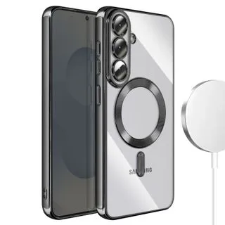 Funda Magnética MagSafe para Samsung Galaxy S24 Plus con Marco Metálico y Protección de Cámara - Negro
