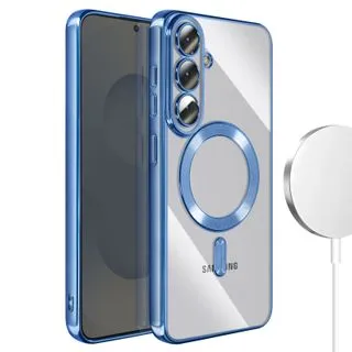 Funda Magnética MagSafe para Samsung Galaxy S24 Plus con Marco Metálico y Protección de Cámara - Azul