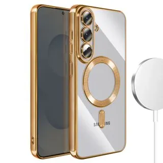 Funda Magnética MagSafe para Samsung Galaxy S24 Plus con Marco Metálico y Protección de Cámara - Oro