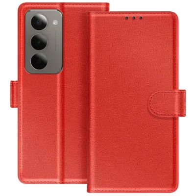 Funda de Cuero en Libro para Xiaomi Redmi 15 - Rojo
