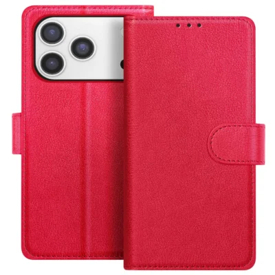 Funda de Cuero en Libro para iPhone 17 Pro - Rojo