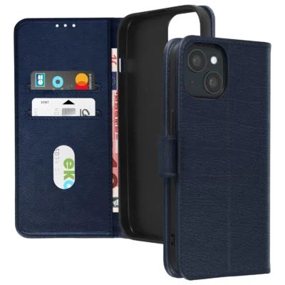 Funda de Cuero en Libro para iPhone 15 Plus - Azul