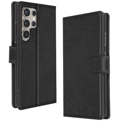 Funda de Cuero en Libro para Samsung Galaxy S24 Ultra - Negro