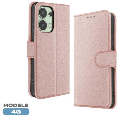 Funda de Cuero en Libro para Xiaomi Redmi Note 13 4G - Rosa