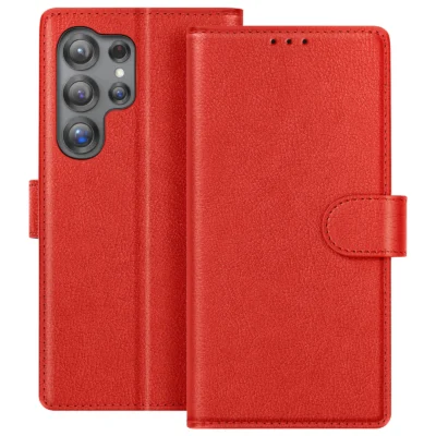 Funda de Cuero en Libro para Samsung Galaxy S25 Ultra - Rojo