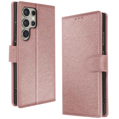 Funda de Cuero en Libro para Samsung Galaxy S24 Ultra - Rosa
