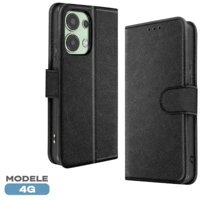 Funda de Cuero en Libro para Xiaomi Redmi Note 13 4G - Negro