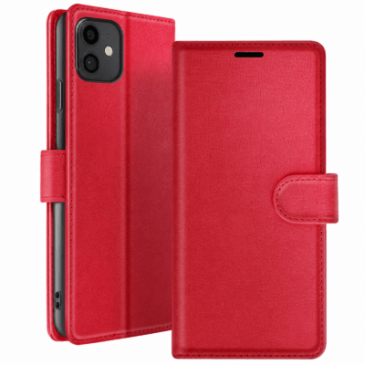 Funda de Cuero en Libro para iPhone 11 - Rojo