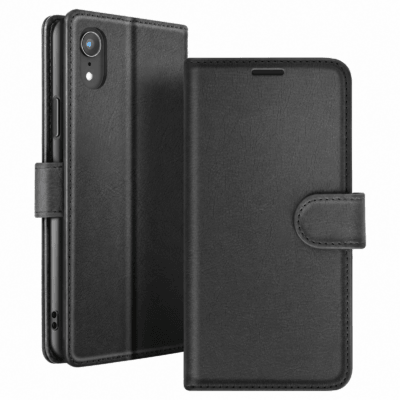 Funda de Cuero en Libro para iPhone XR - Negro