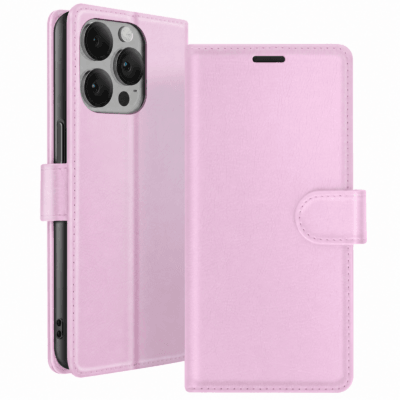 Funda de Cuero en Libro para iPhone 13 Pro Max - Rosa
