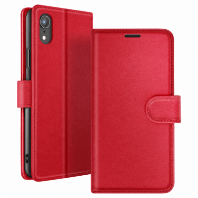 Funda de Cuero en Libro para iPhone XR - Rojo