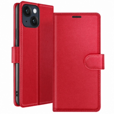 Funda de Cuero en Libro para iPhone 14 - Rojo