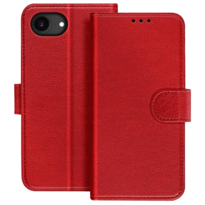 Funda de Cuero en Libro para iPhone 17 E - Rojo