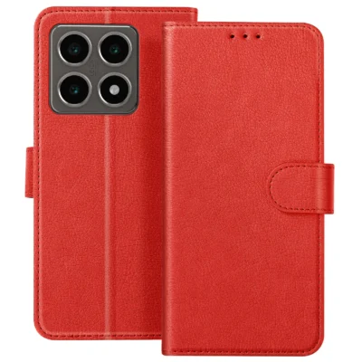 Funda de Cuero en Libro para Xiaomi 14 - Rojo