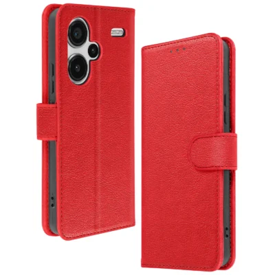 Funda de Cuero en Libro para Xiaomi Redmi Note 13 Pro Plus - Rojo
