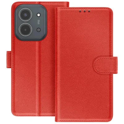 Funda de Cuero en Libro para Xiaomi Redmi 15C - Rojo