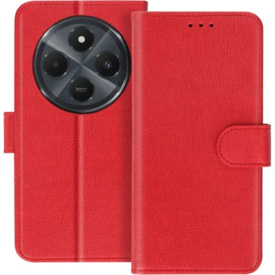 Funda de Cuero en Libro para Xiaomi Redmi 14C - Rojo