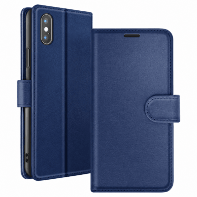 Funda de Cuero en Libro para iPhone X - Azul