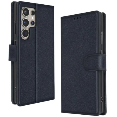 Funda de Cuero en Libro para Samsung Galaxy S24 Ultra - Azul