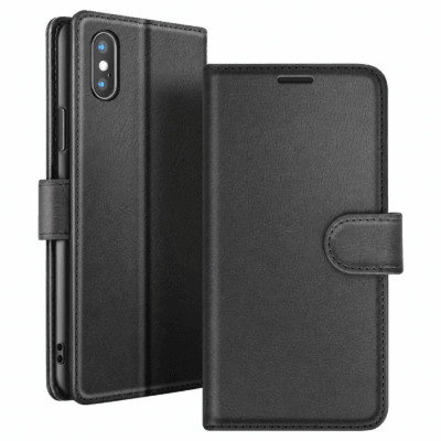 Funda de Cuero en Libro para iPhone X - Negro