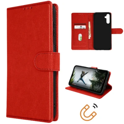 Funda de Cuero en Libro para Samsung Galaxy A14 - Rojo