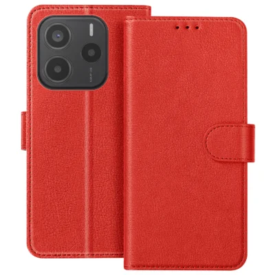 Funda de Cuero en Libro para Xiaomi Redmi Note 14 4G - Rojo