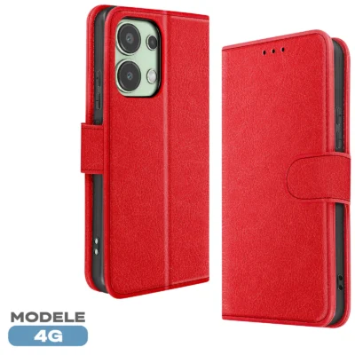 Funda de Cuero en Libro para Xiaomi Redmi Note 13 4G - Rojo