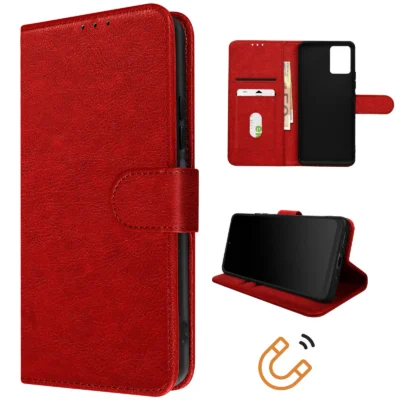 Funda de Cuero en Libro para Xiaomi Redmi Note 12 5G - Rojo